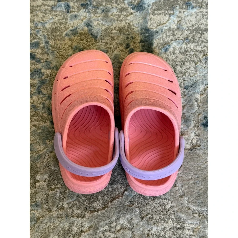 Rugged Shark Glitter Clogs Pink Purple Sparkle Slip On Water Shoes Kids Size 9
